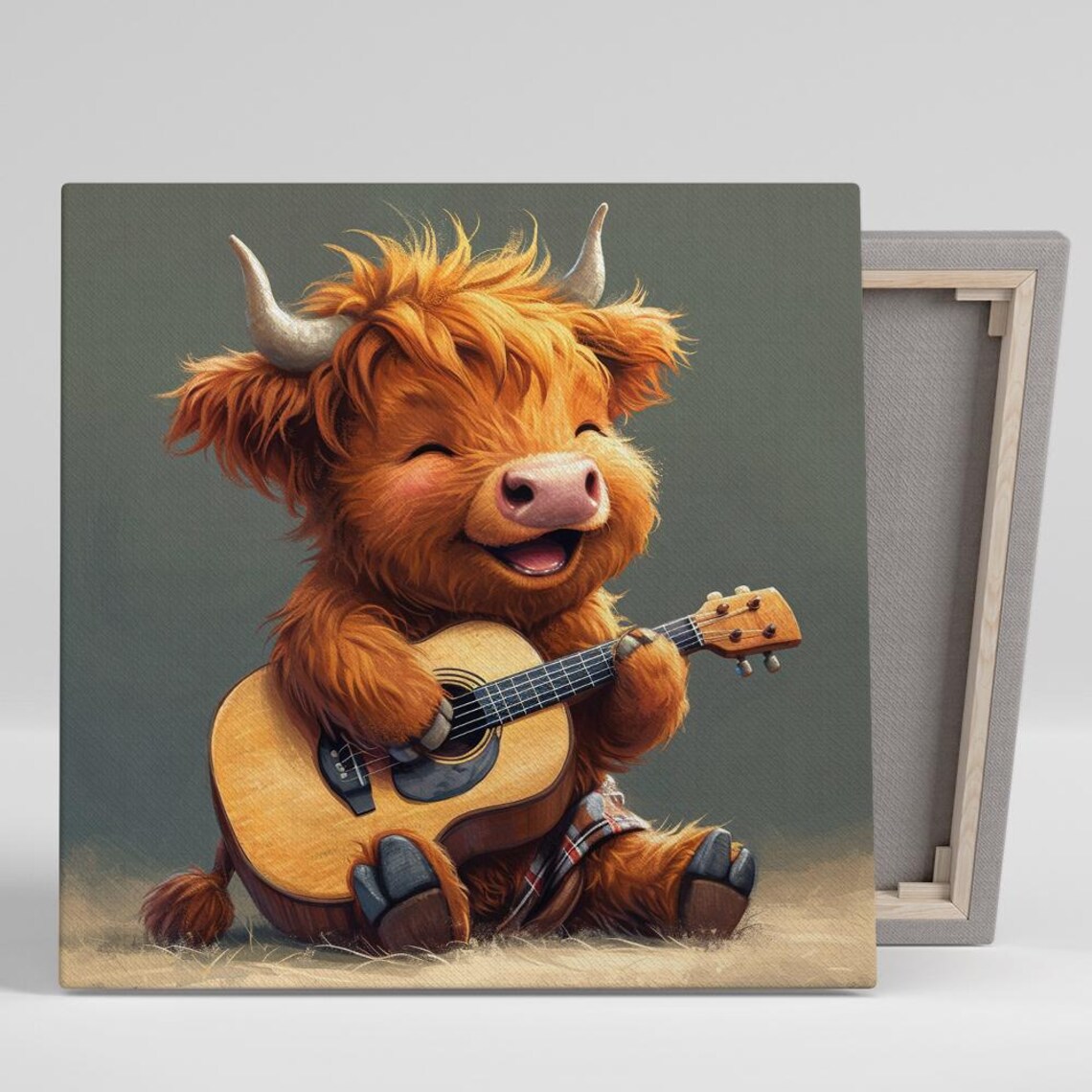 Highland Cow Whimsical Animal Music Wall Art Print