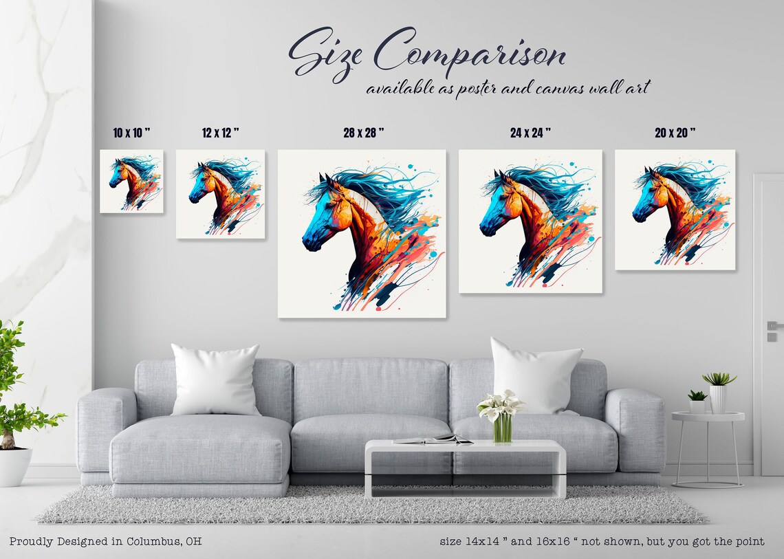 Horse Contemporary Art Print, Animal Home Decor - Image 2