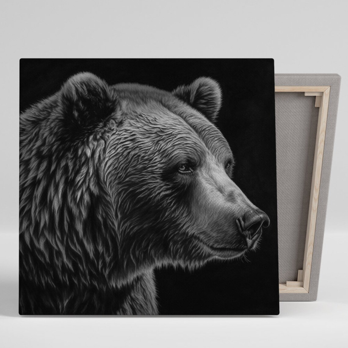 Bear Portrait Art Print, Rustic Modern Minimalist