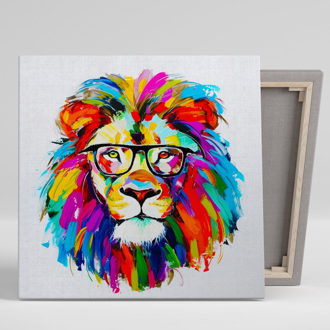 Spectacled Lion Pop Art Wall Art Print, Modern Decor