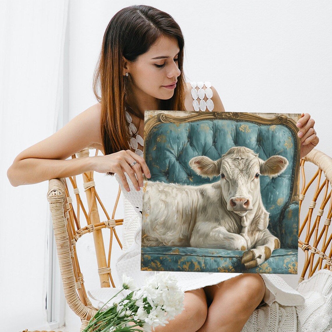 Cow Farmhouse Rustic Decor Living Room Art Print - Image 3