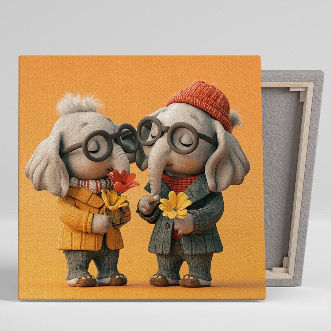 Cozy Elephant Companions Nursery Animal Art Print
