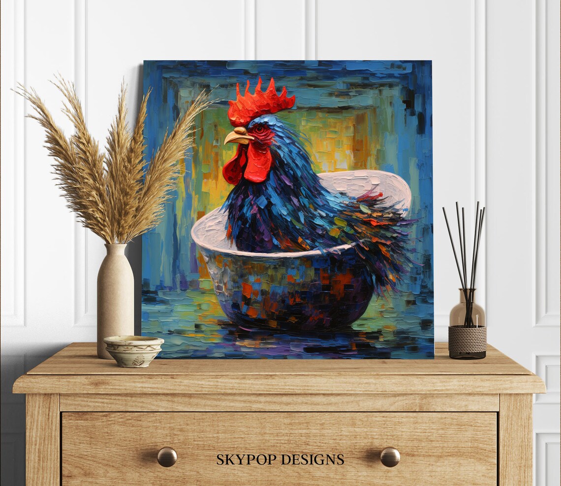 Rooster in Bathtub Farmhouse Bathroom Art Print - Image 2