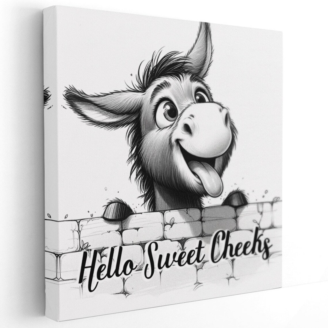 Funny Donkey Bathroom Wall Art, Hello Sweet Cheeks - Image 2