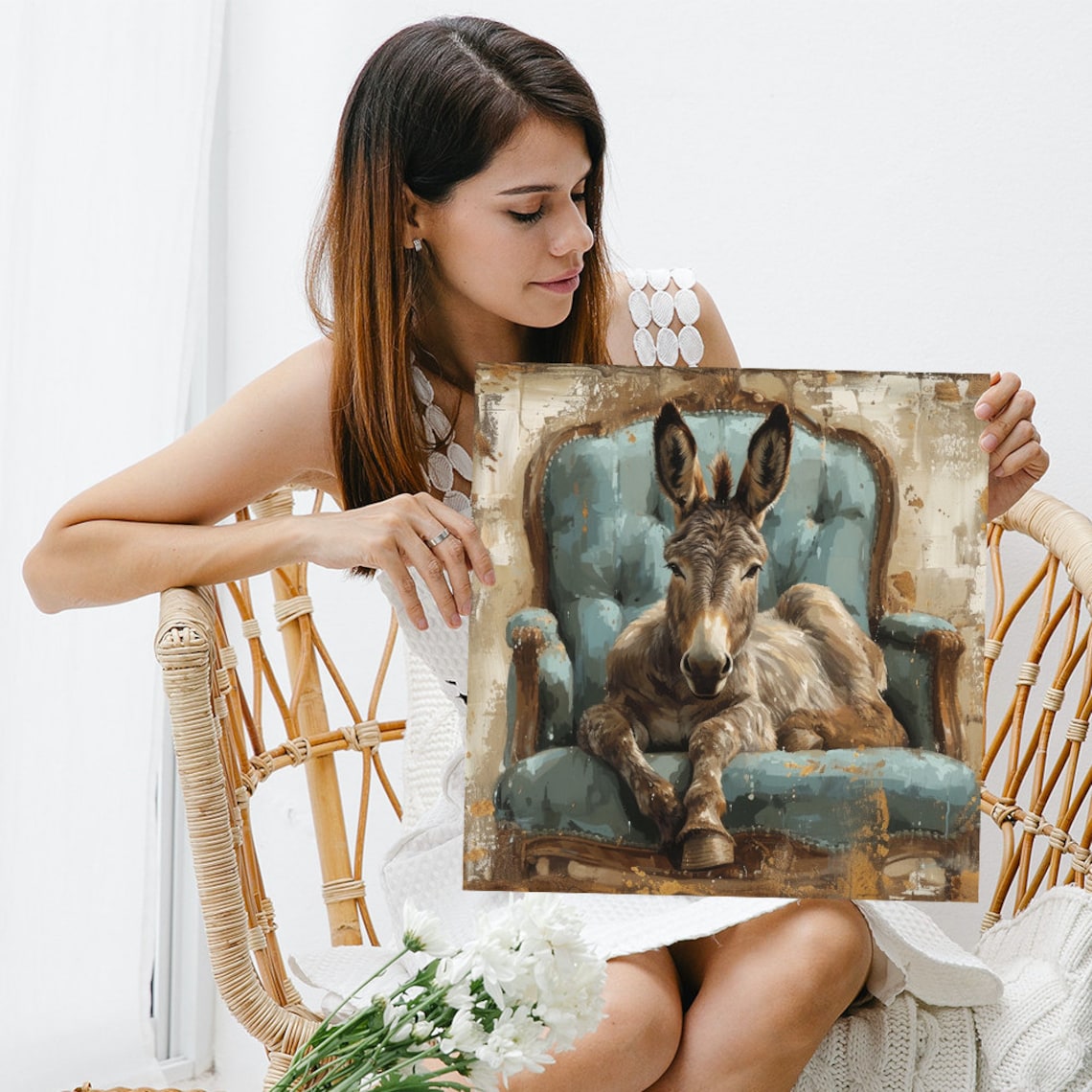 Regal Donkey Repose, Farmhouse Animal Wall Art Print - Image 3