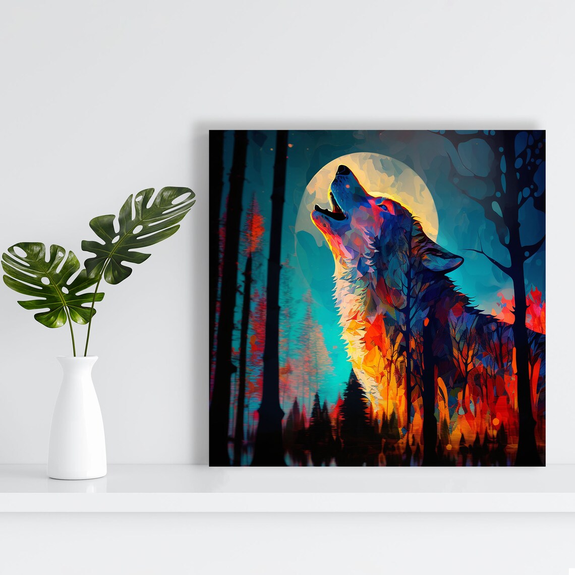 Howling Wolf Contemporary Art Print, Modern Decor - Image 2