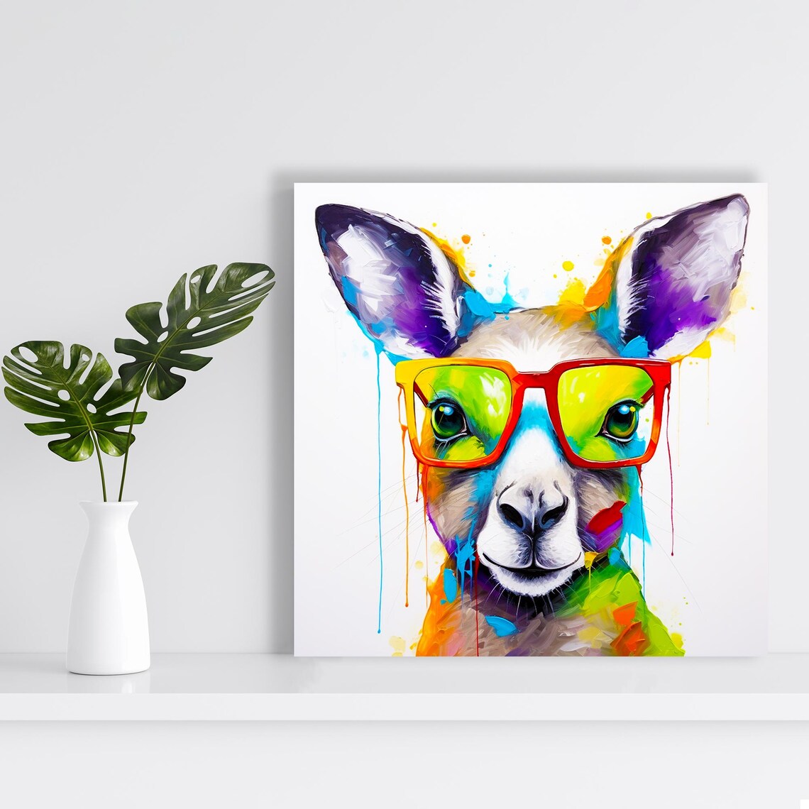 Cool Kangaroo Wearing Rainbow Glasses Colorful Pop Art Animal Poster - Image 2