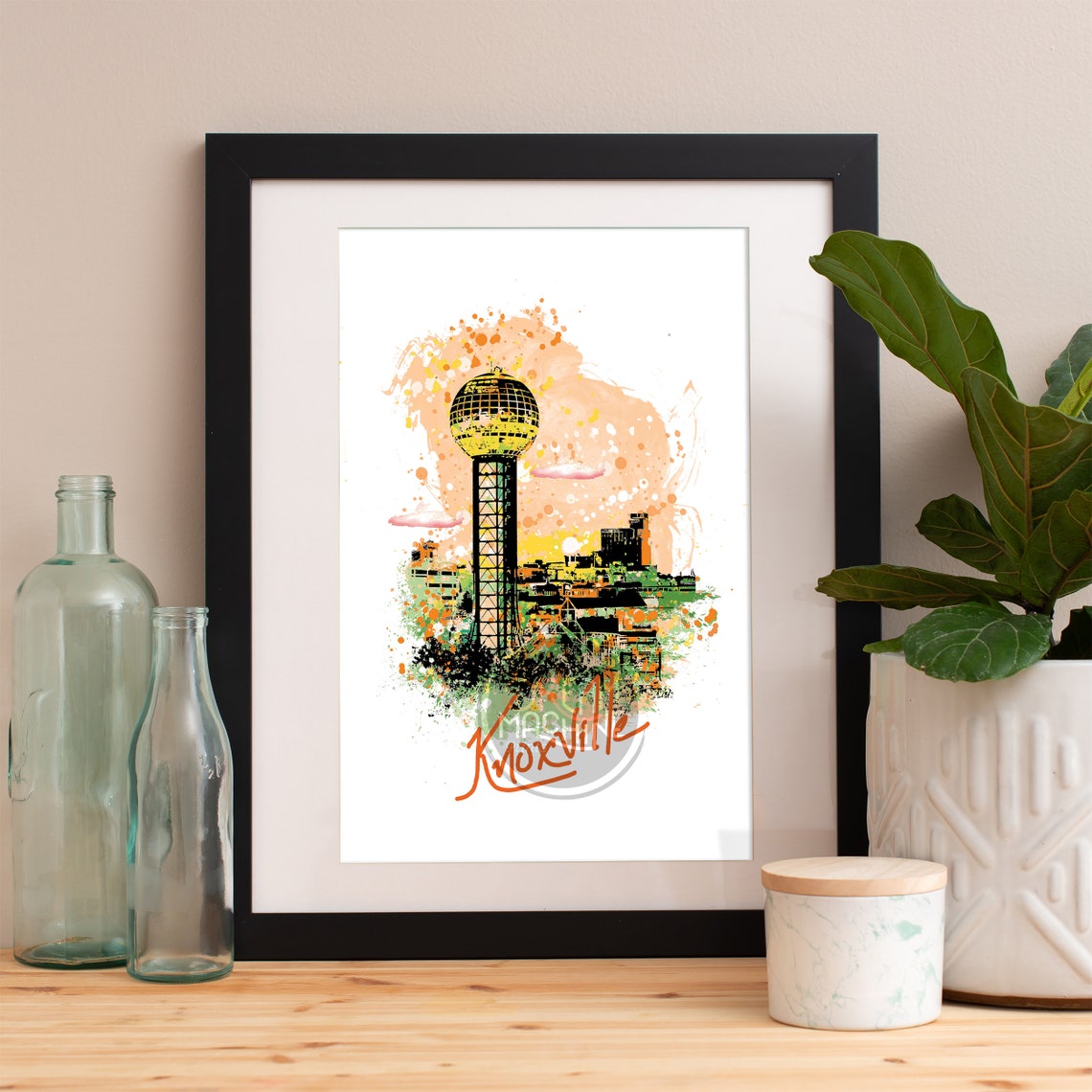Knoxville Print Knoxville Skyline Knoxville Art Knoxville Poster Knoxville Watercolor Knoxville Art Print Knoxville Map Knoxville