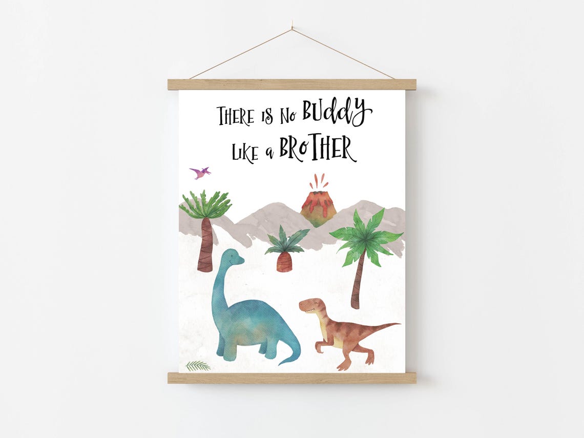 There Is No Buddy Like A Brother Watercolor Dinosaur Kids Room Poster - Image 9