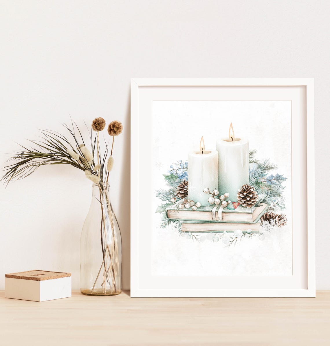 Books Winter Wall Art 5x7 8x10 85x11 11x14 16x20 Watercolor Holiday Sign Winter Farmhouse Sign Diy Woodland Decor Christmas Print - Image 3
