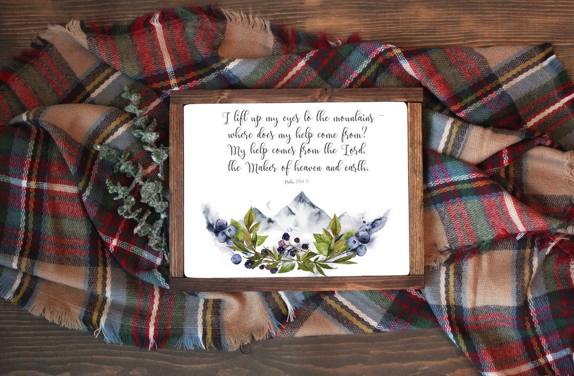 Psalm 121 I Lift Up My Eyes To The Mountains Scripture Poster - Image 2