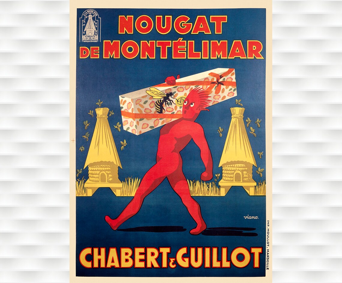 Nougat de Montelimar Chabert Guillot Red Figure Vintage Ad Poster