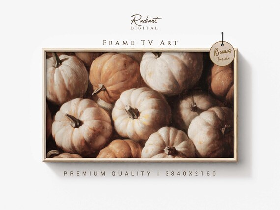 Rustic White And Orange Pumpkin Pile Fall Harvest Closeup Wall Art