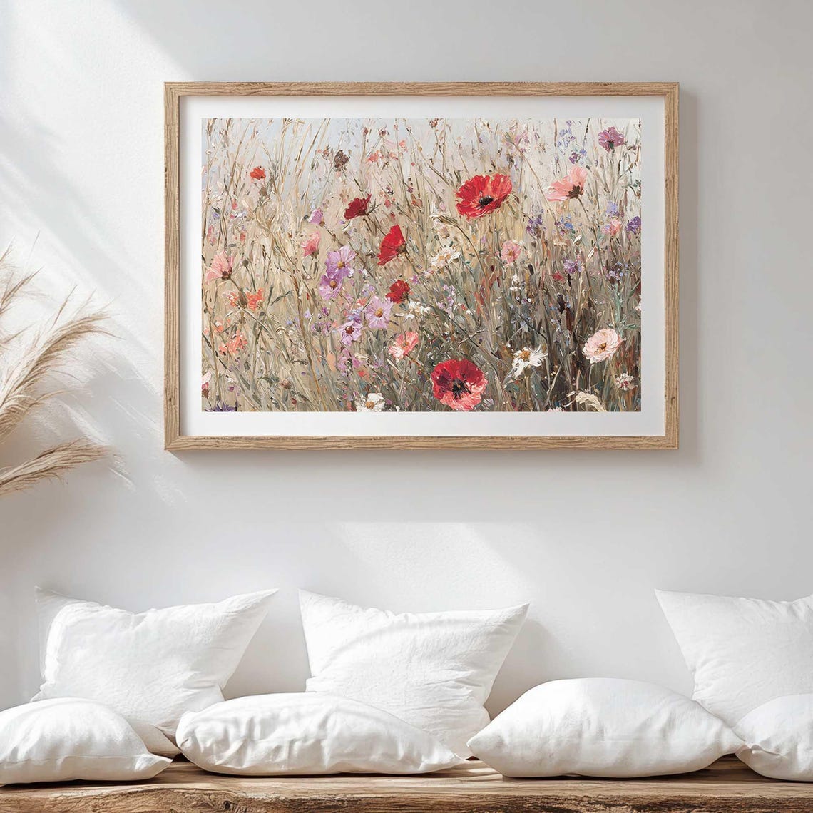 Red Poppies Wildflower Field Soft Romantic Floral Watercolor Poster - Image 2
