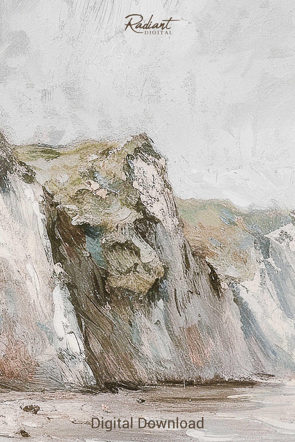 Serene White Chalk Cliffs Coastal Seascape Misty Shoreline Poster - Image 3