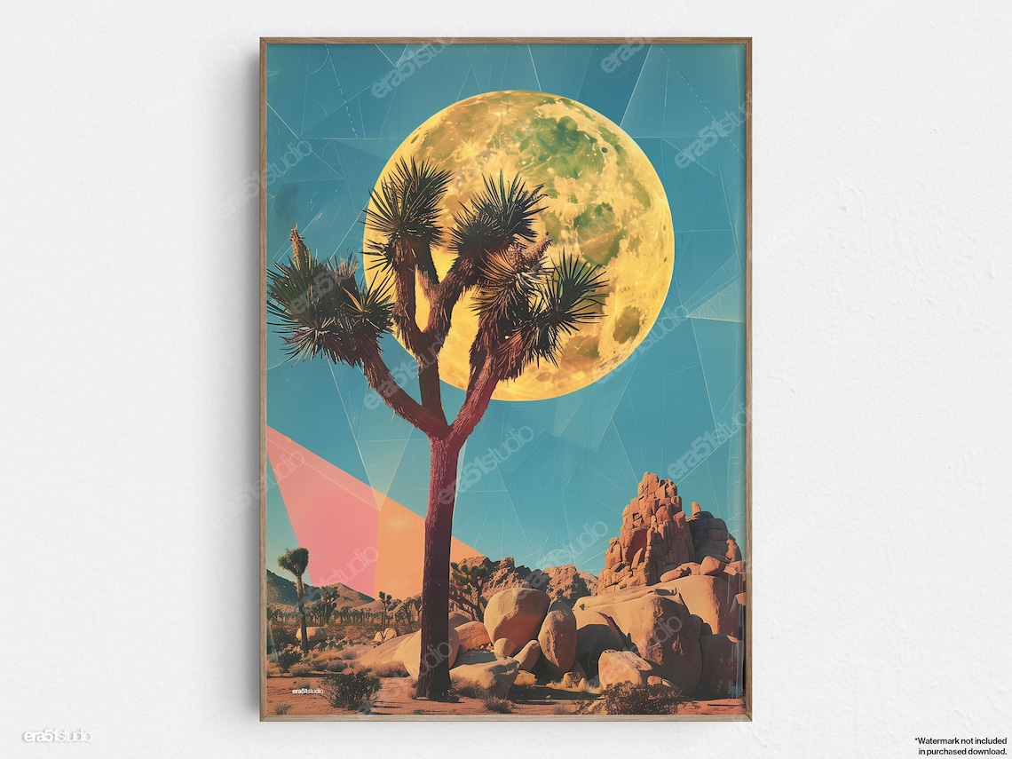Desert Moon Illusion, Mid-Century Minimalist Art Print