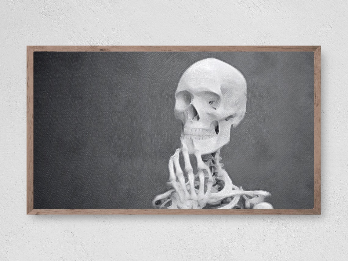 Halloween Skeleton In Thought Art Print