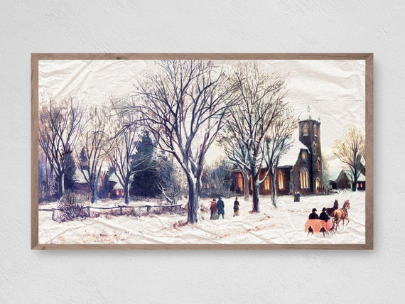 Vintage Christmas Winter Santa Art Print