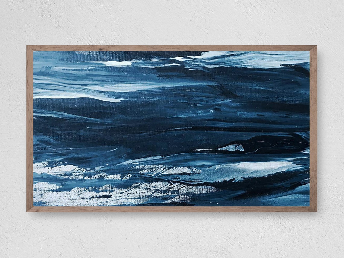 Abstract Blue Waves TV Art