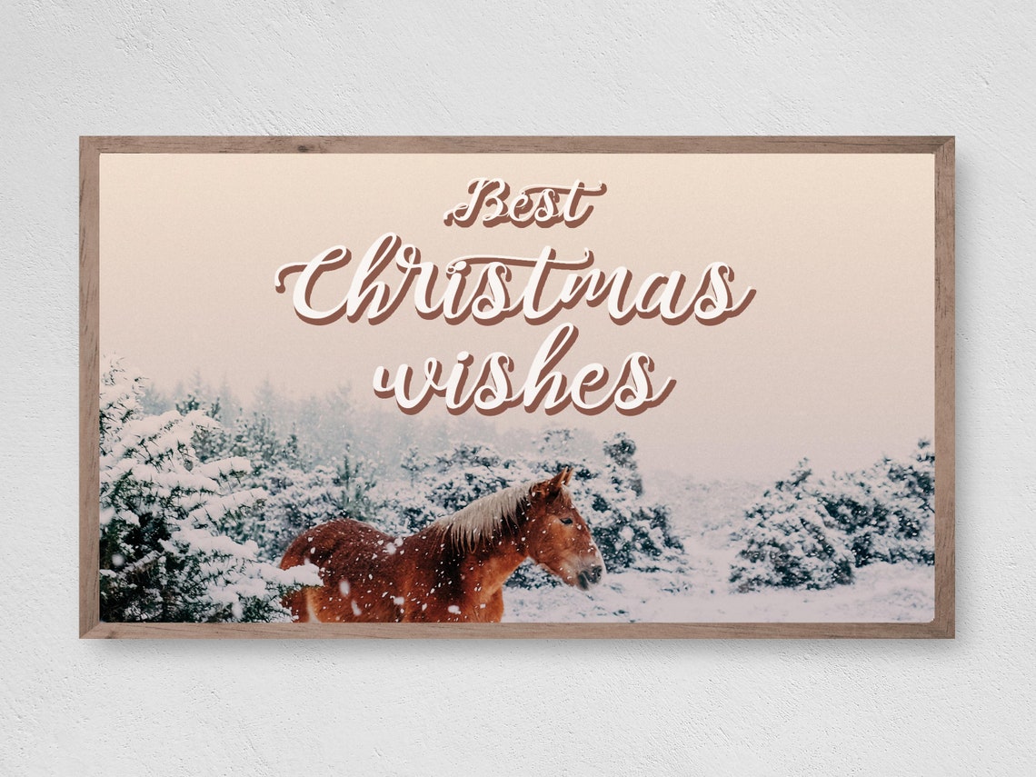 Best Christmas Wishes Horse Snowy Winter Forest Holiday Decor Poster