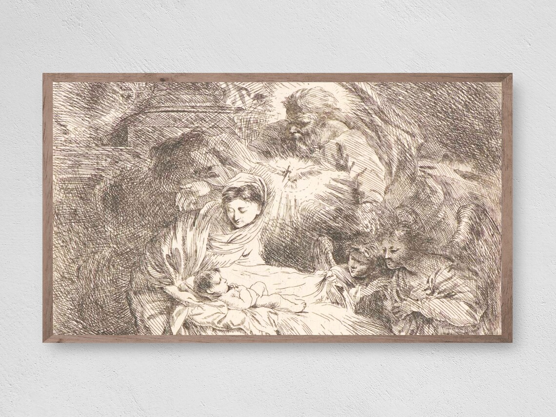 Frame Tv Art Nativity Vintage Baby Jesus And The Holy Spirit Instant Winter Christmas Frame Tv Art Art Tv