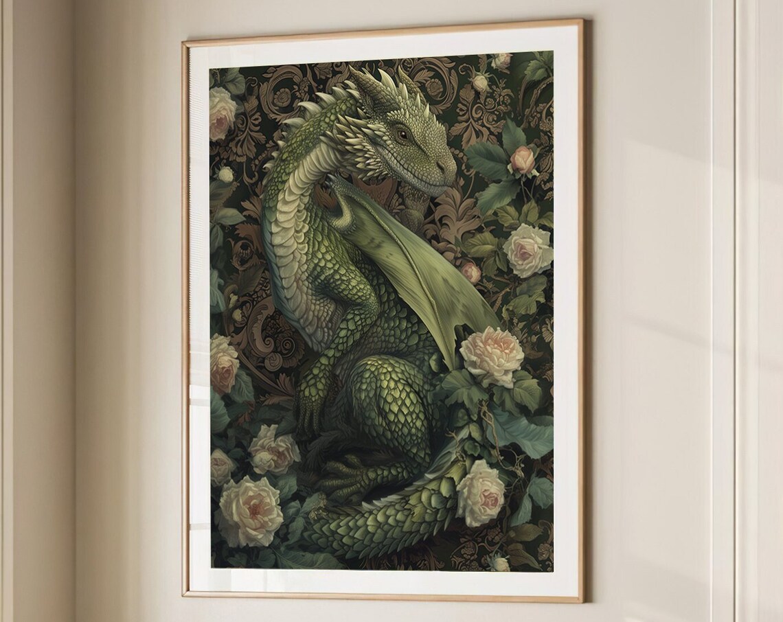 William Morris Inspired Dragon Art Print