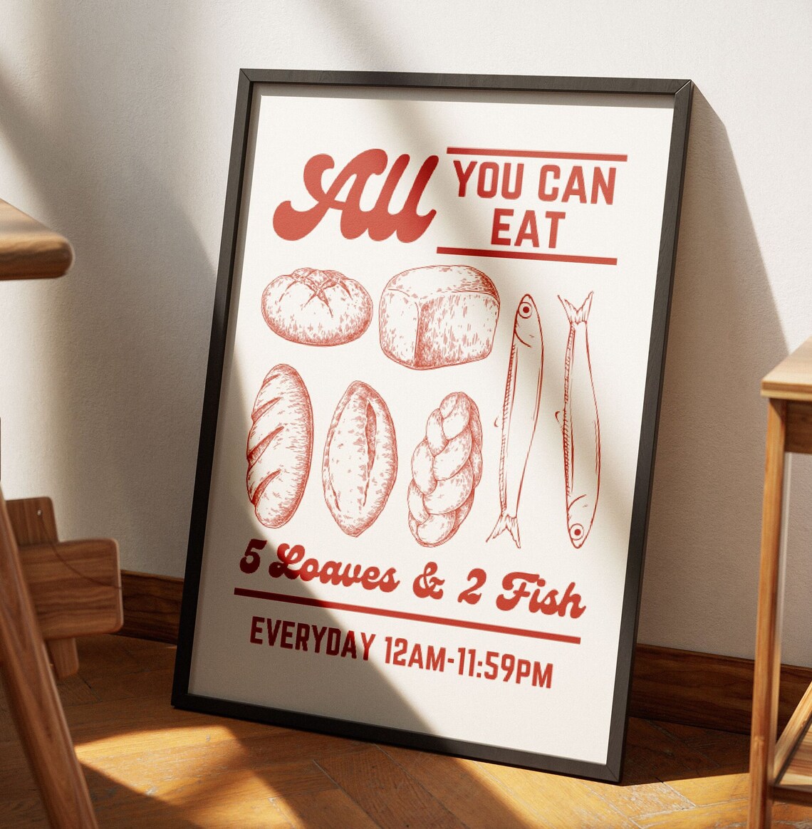 Jesus Feeds 5000 Retro Aesthetic Christian Art Print - Image 2