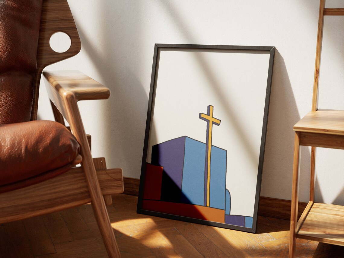 Jesus Cross Bauhaus Poster, Minimalist Christian Art - Image 3