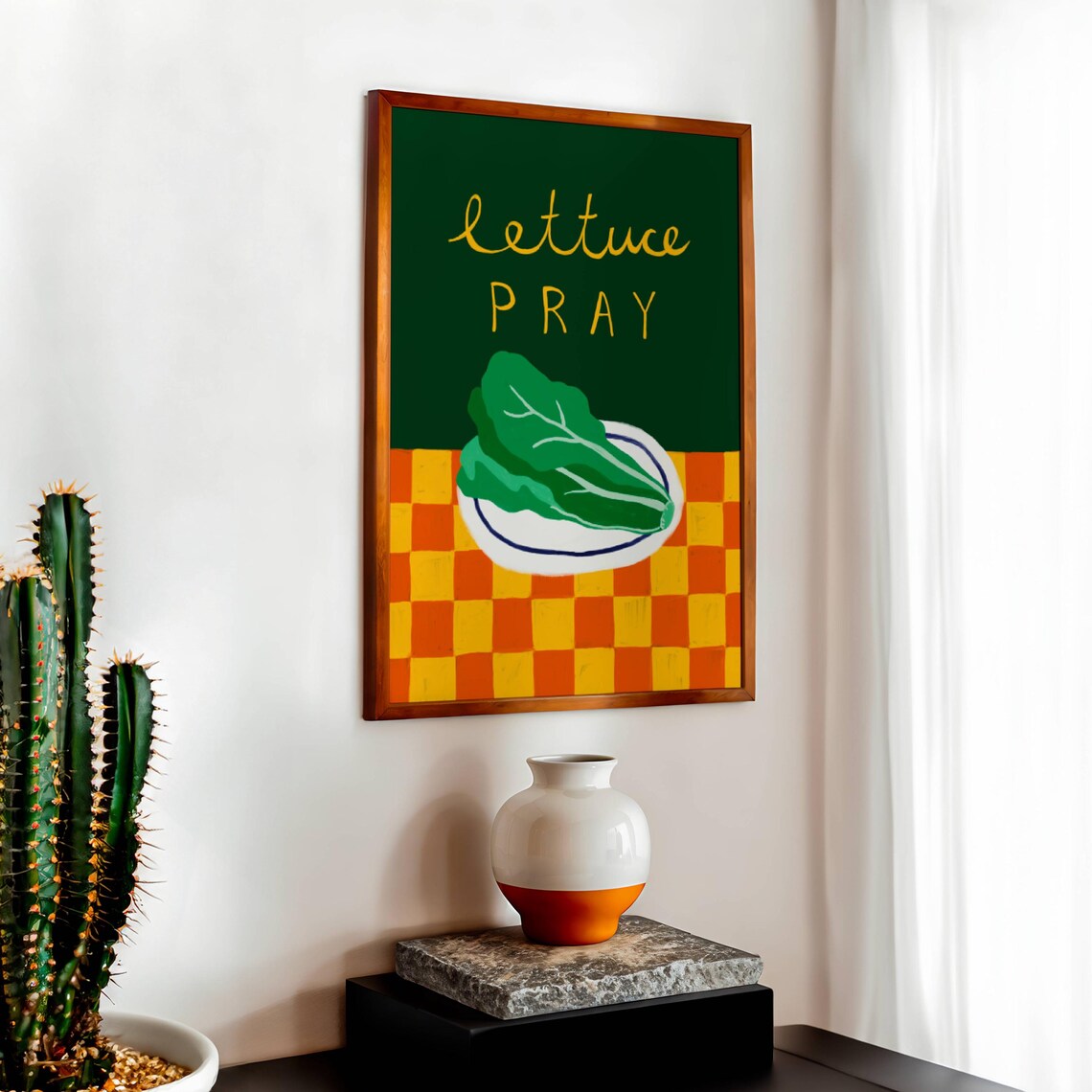 Lettuce Pray Christian Humor Retro Kitchen Art Print - Image 2