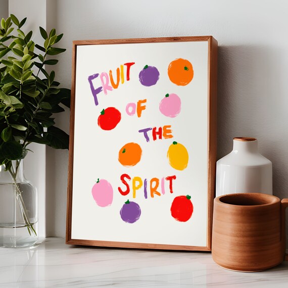 Fruit Of The Spirit Aesthetic Christian Wall Art Modern Bible Verse Art Biblical Print Christian Girl Retro Christian Poster Kitchen Decor