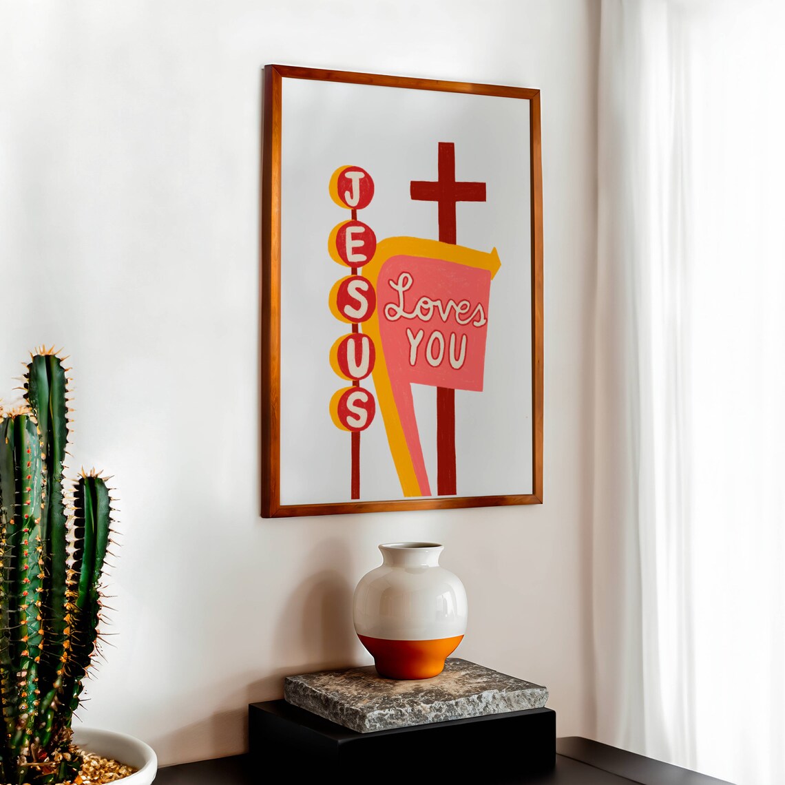 Jesus Loves You Retro Christian Humor Wall Art Print - Image 2