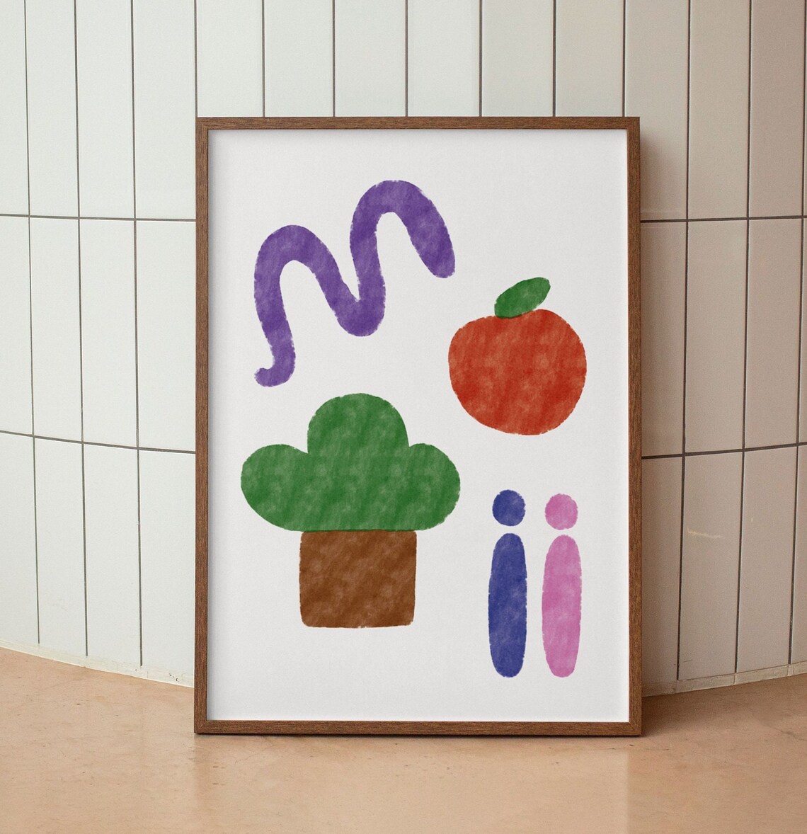 Garden of Eden Naive Folk Art Nursery Illustration Christian Poster - Image 3