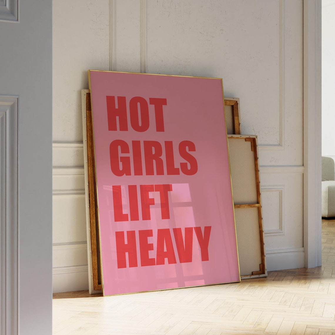 Hot Girls Lift Heavy Wall Art Girls Gym Print Pink And Red Gym Girl Wall Art Pink Gym Room Decor Pink And Red Trendy Gym Girl Poster