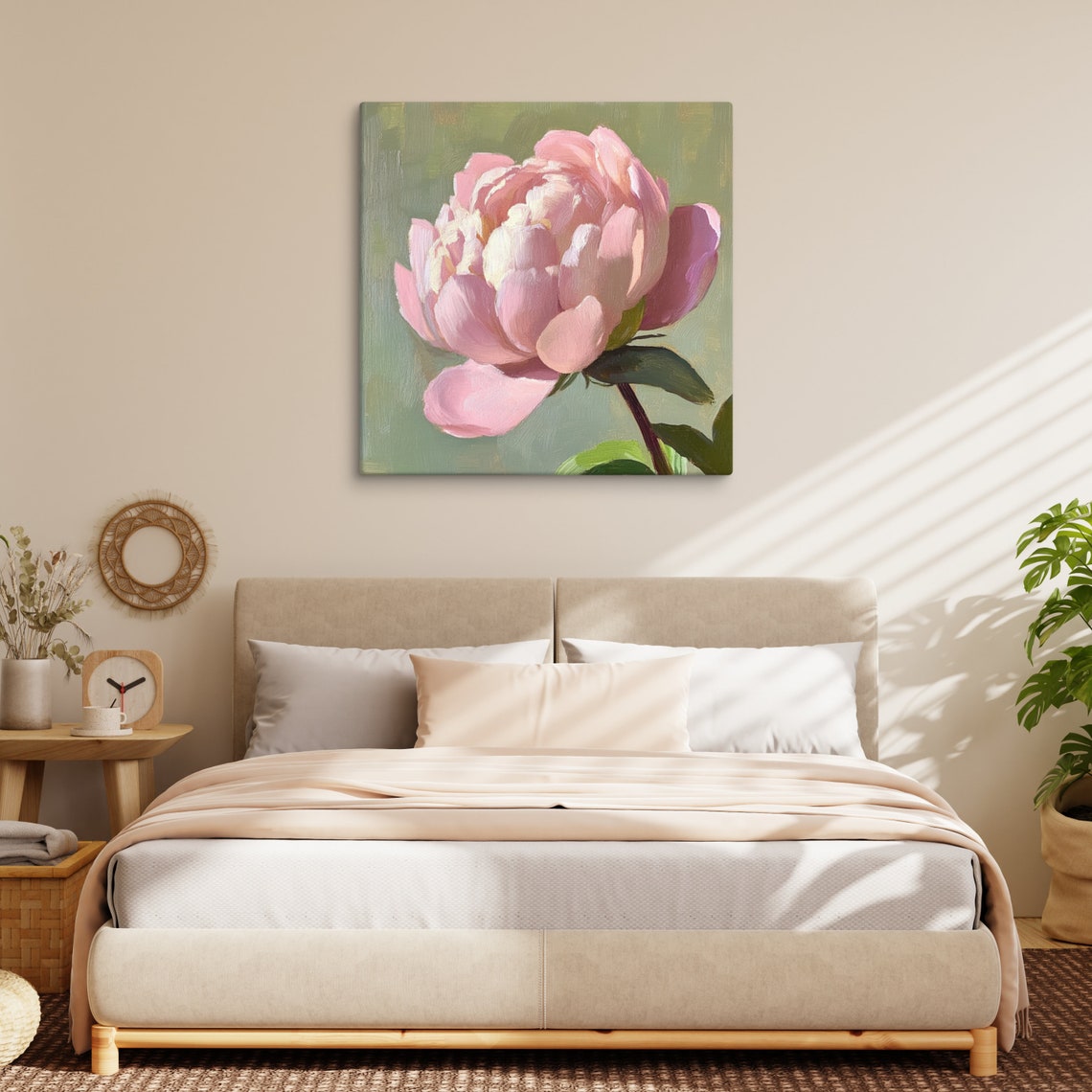 Blush Pink Peony Close-Up Oil Painting Bloom Floral Art Poster - Image 4
