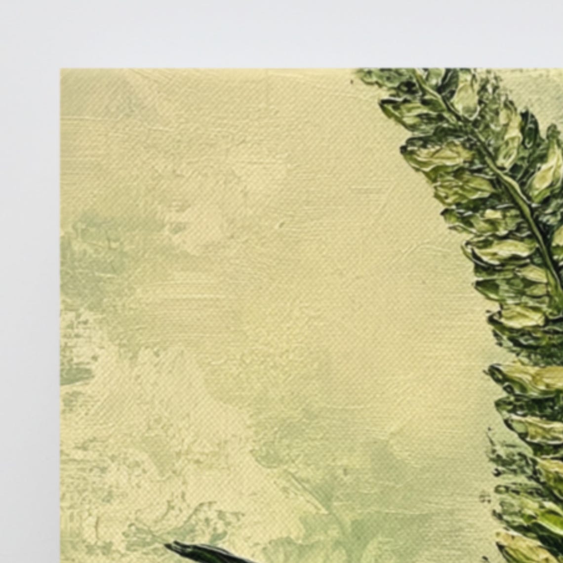 Foxtail Fern Frond Impasto Green Botanical Plant Art Wall Poster - Image 3