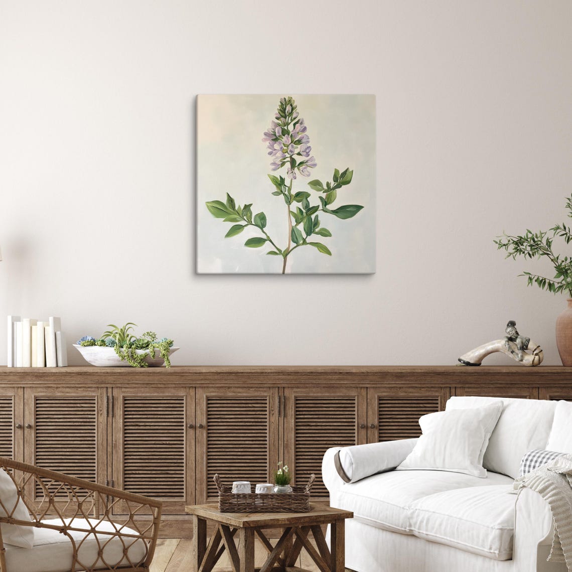 Alfalfa Flower Spike Lavender Blossoms Cream Botanical Wall Art - Image 5