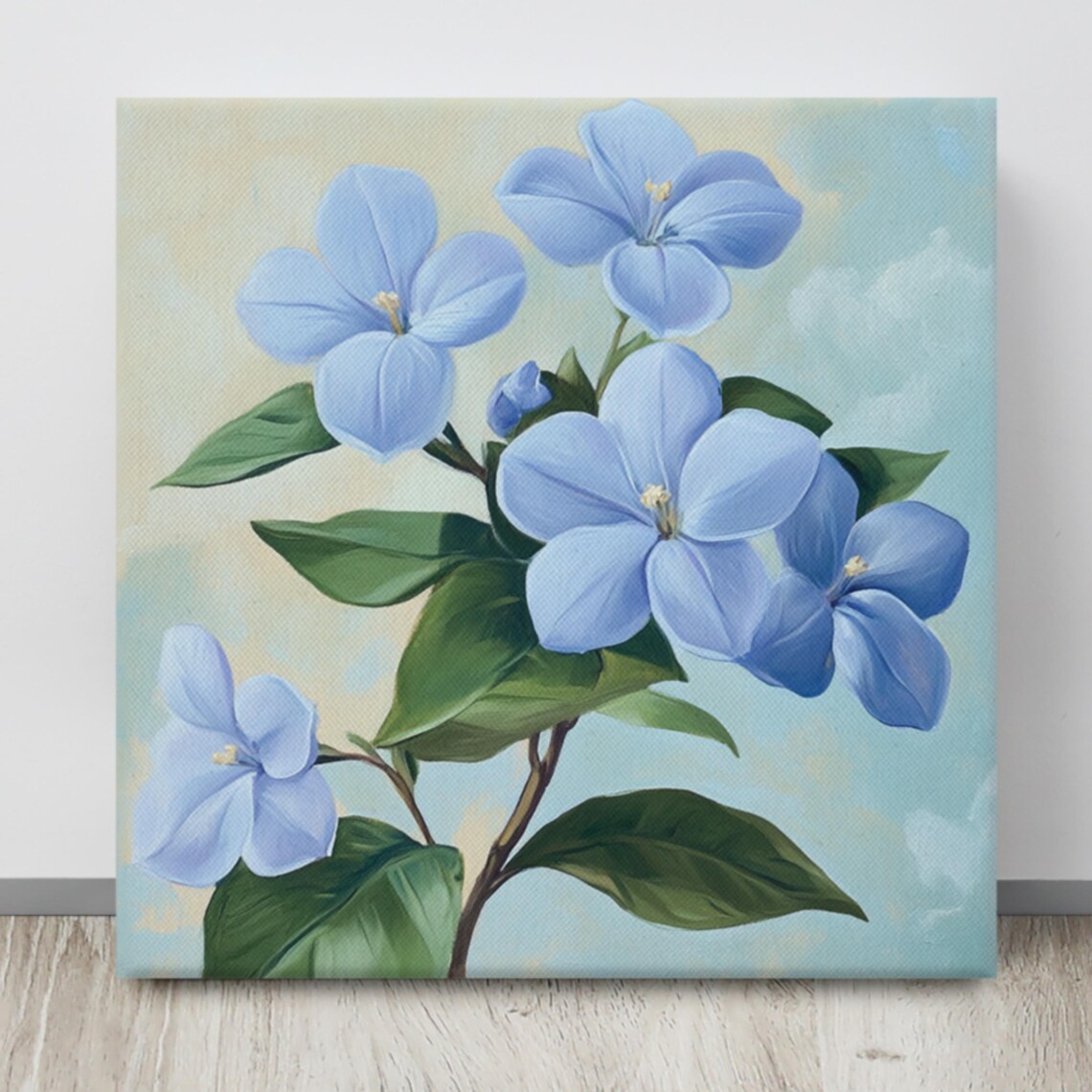 Blue Leadwood Flowers Soft Pastel Cluster Botanical Painting Print - Image 4