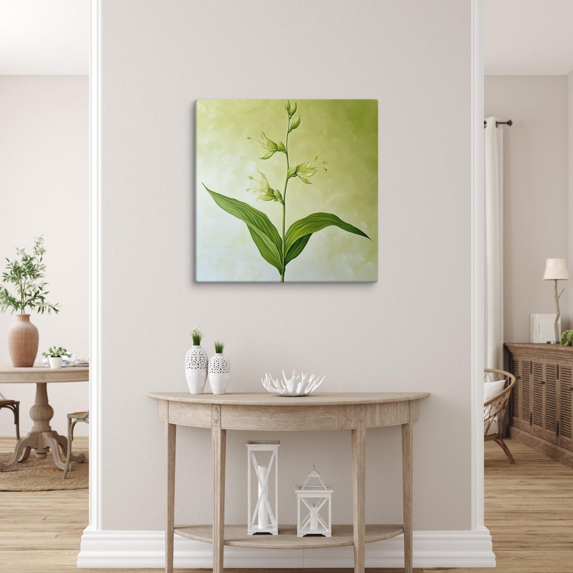 Green Flower Print Plant Wall Art Wall Art Flower Painting Print Green Wall Art Plant Painting Art Print Home Decor - Image 3