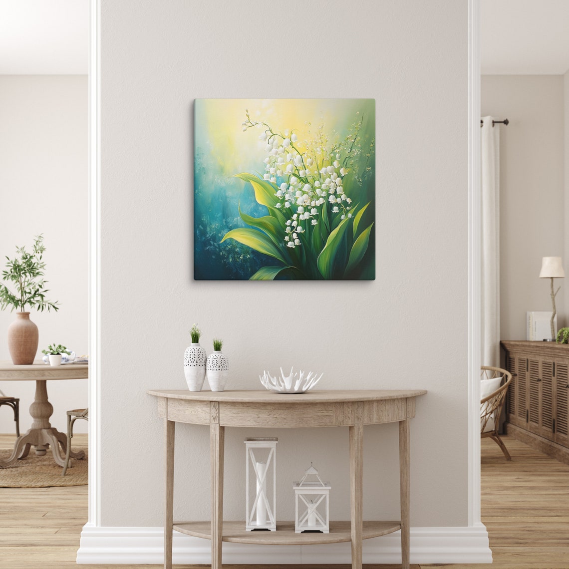 Lily of the Valley White Bell Flowers Spring Garden Wall Art - Image 2