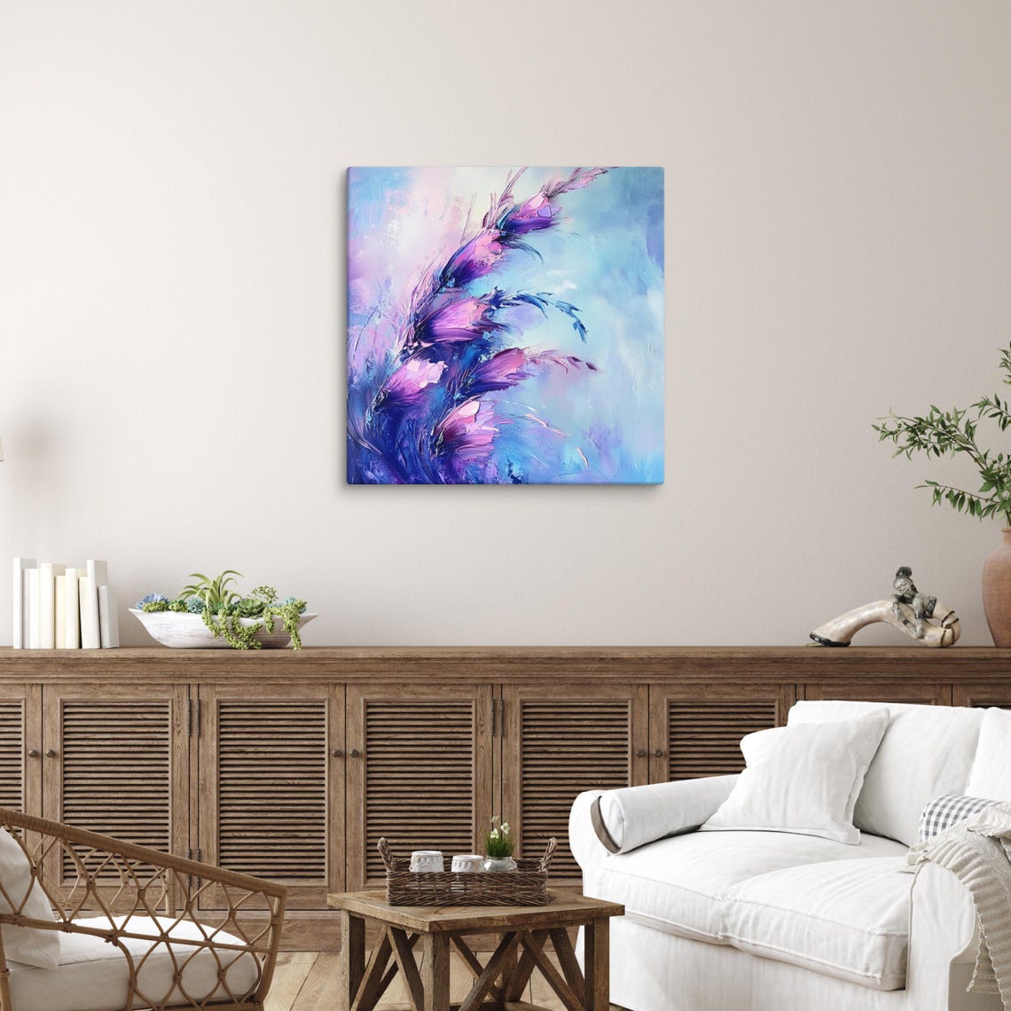 Purple Blue Abstract Floral Swirls Botanical Flower Wall Art Poster - Image 3