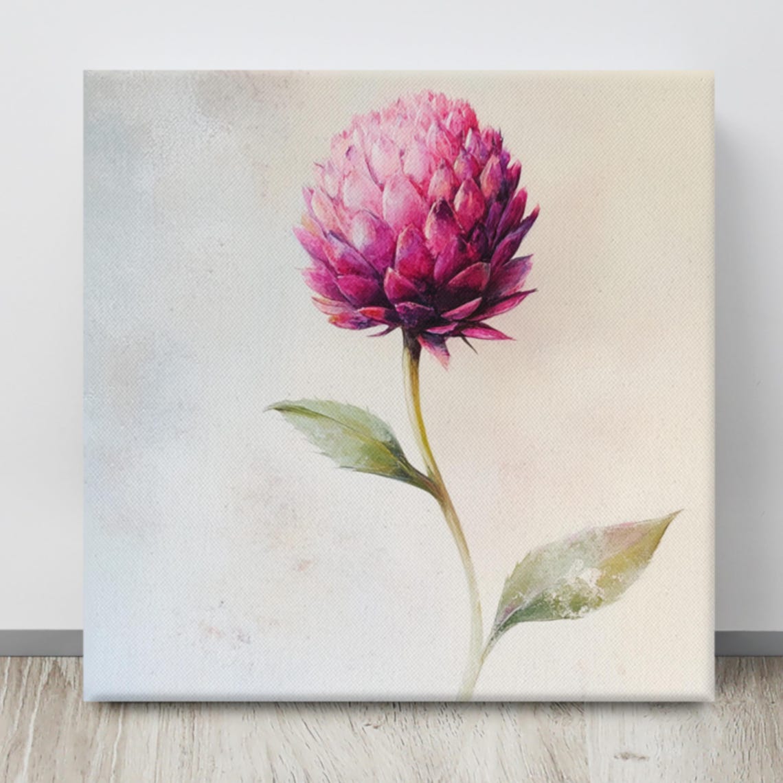 Pink Globe Amaranth Single Round Bloom Botanical Floral Art Poster - Image 4