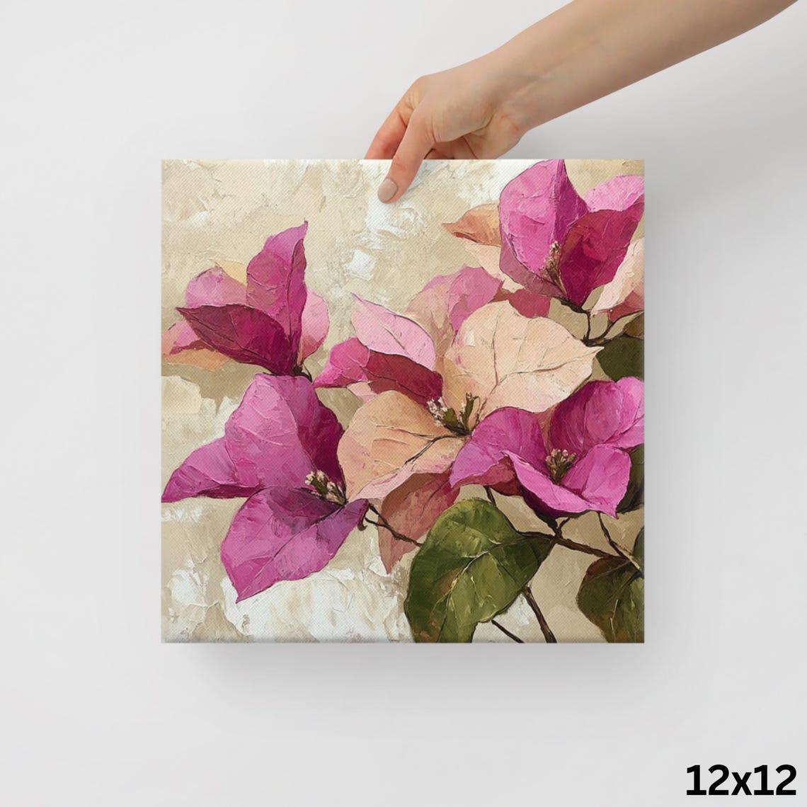 Magenta Bougainvillea Impasto Bloom Cream Background Floral Poster - Image 2
