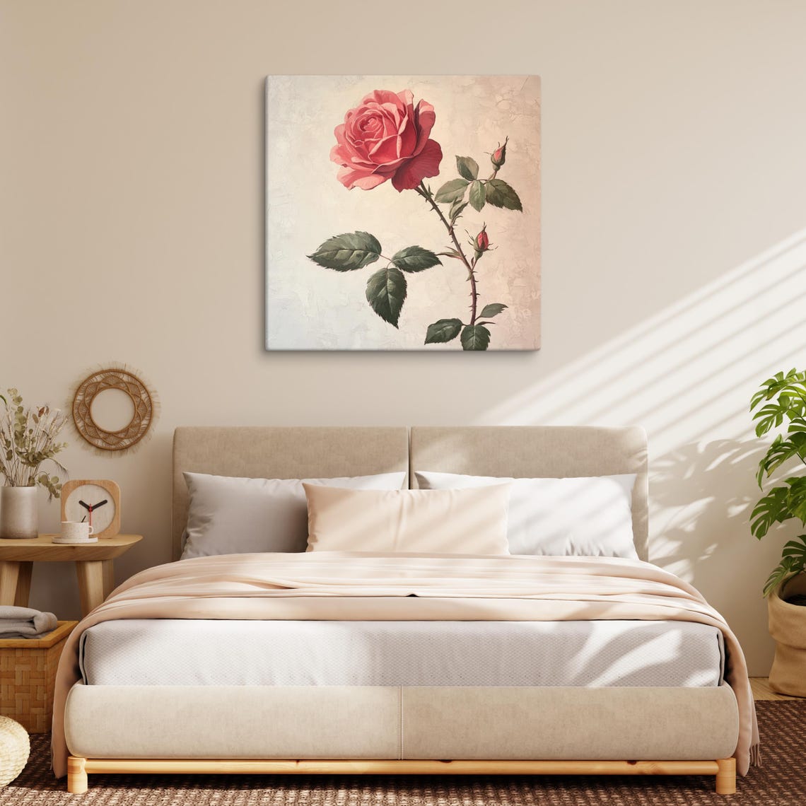 Red Rose Bloom Vintage Botanical Painting Flower Wall Art Poster - Image 2