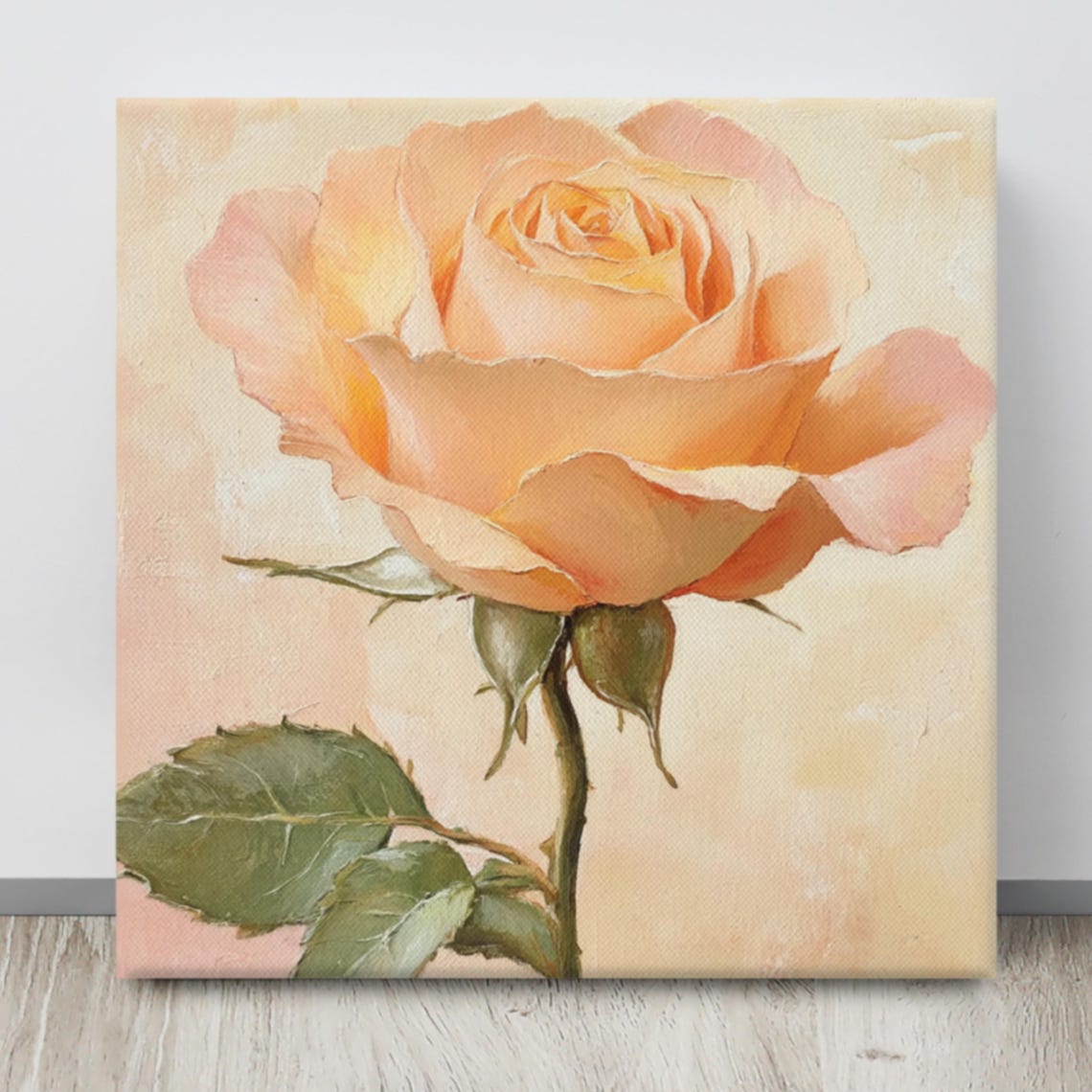Peach Rose Single Bloom Warm Beige Botanical Floral Art Poster - Image 4