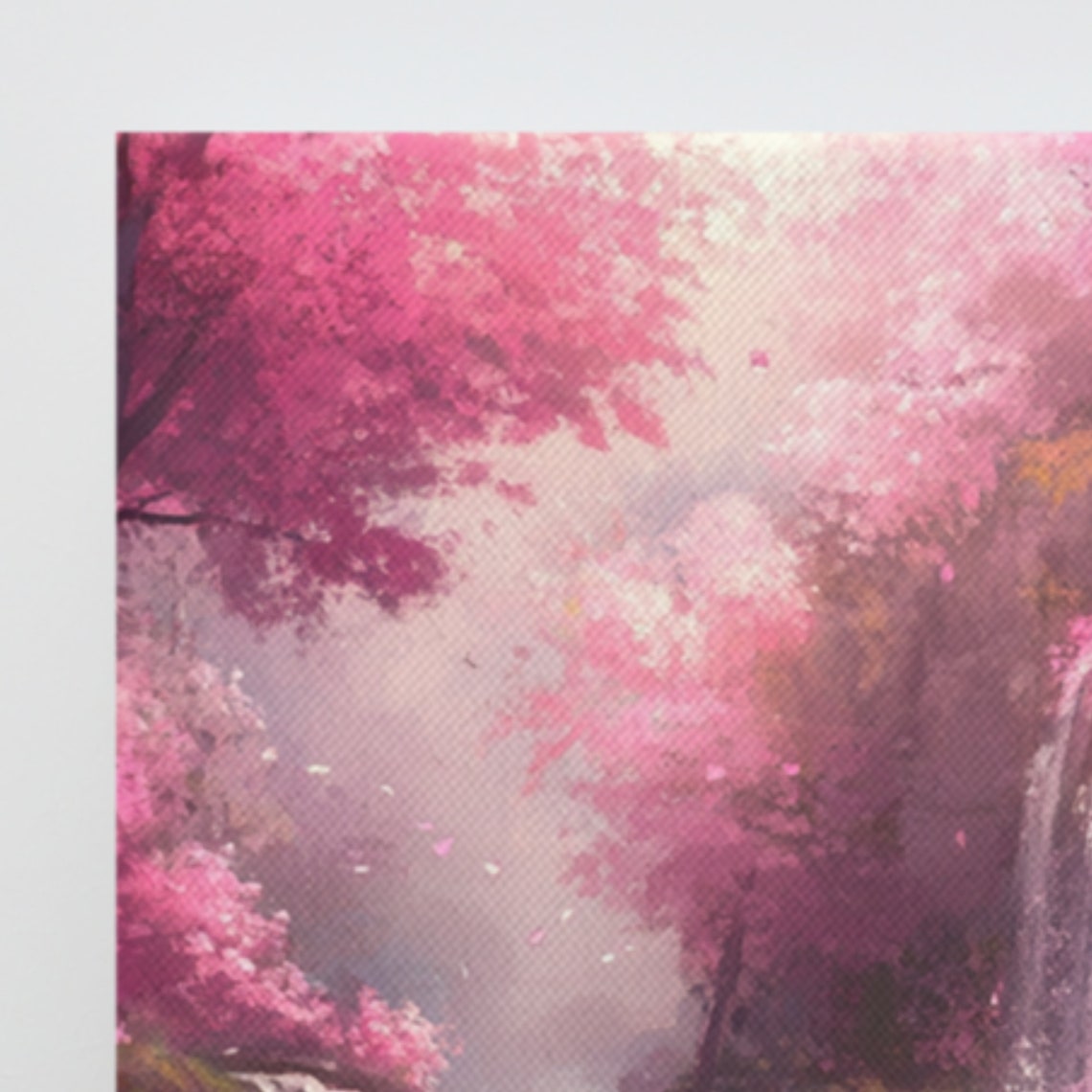 Pink Cherry Blossom Waterfall Spring Flowers Magical Falls Art Print - Image 2