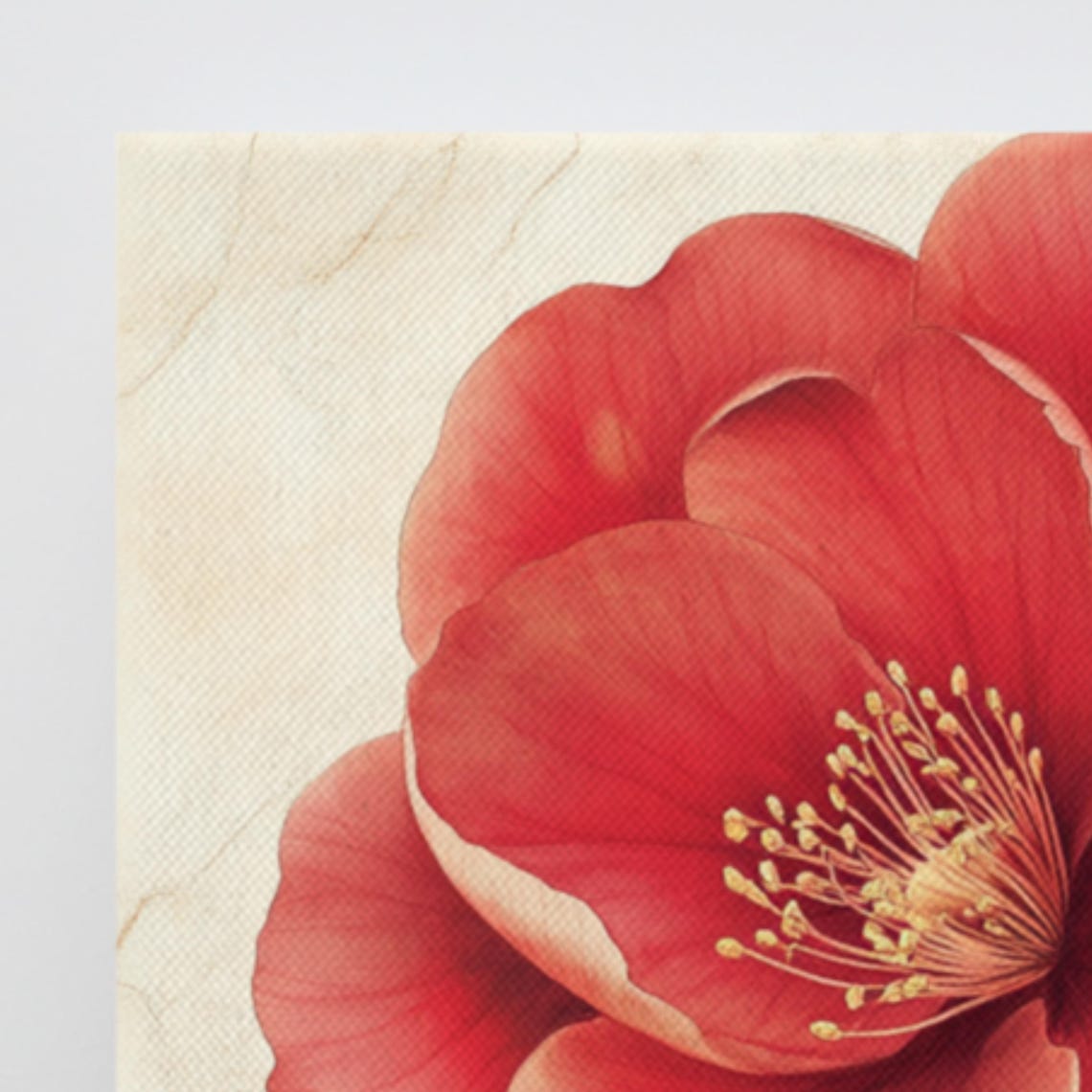 Red Camellia Bloom Vintage Botanical Classic Floral Art Poster - Image 3