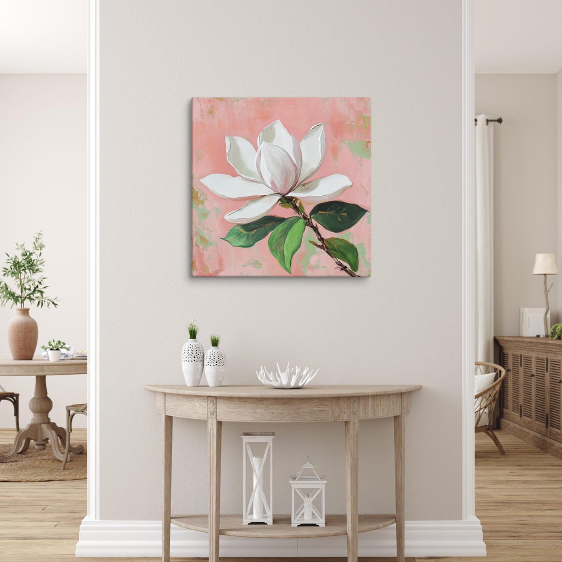 White Gardenia Flower Print Flower Painting Print Wall Art Gardenia Art Gardenia Lover Gifts Pink Wall Art - Image 5