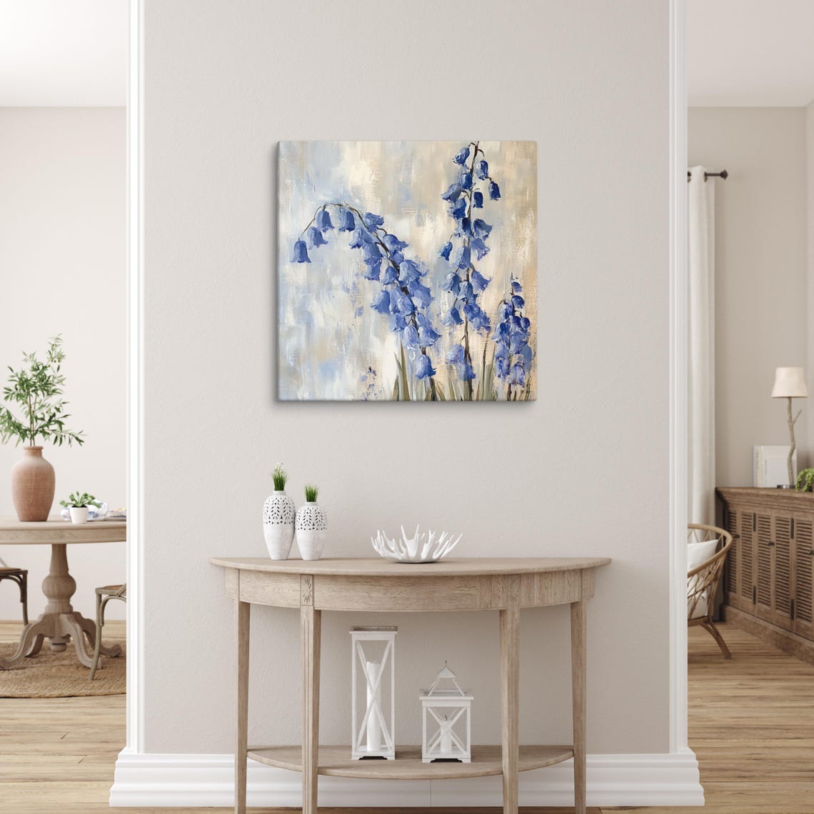 Bluebell Stems Loose Watercolor Pale Blue Grey Floral Art Poster - Image 5