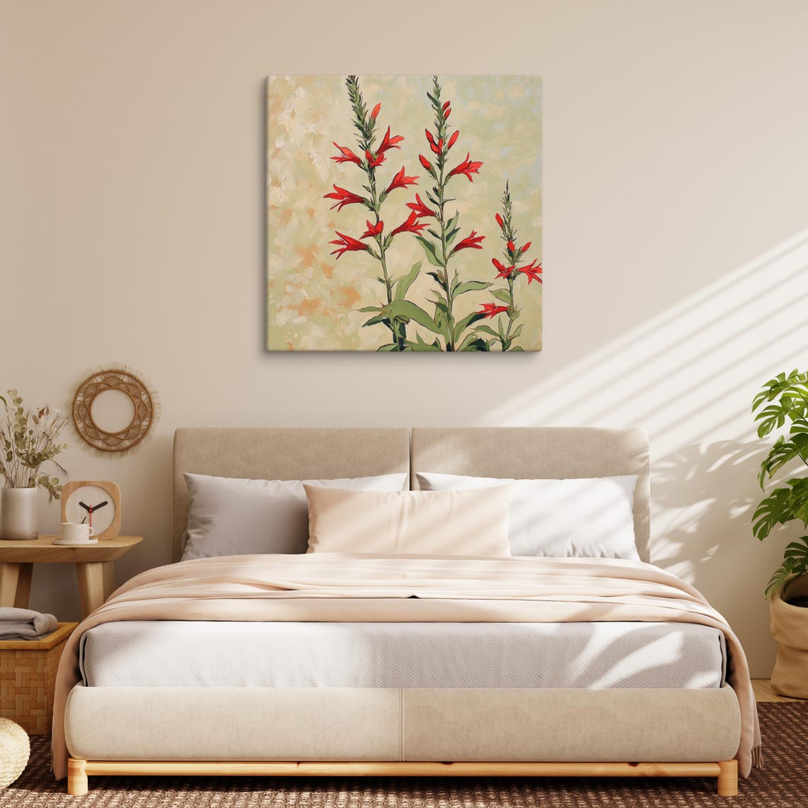 Cardinal Flower Wall Art Painting Print Nature Wall Art Plant Painting Print Garden Wall Art Lobelia Cardinalis Art Print - Image 3