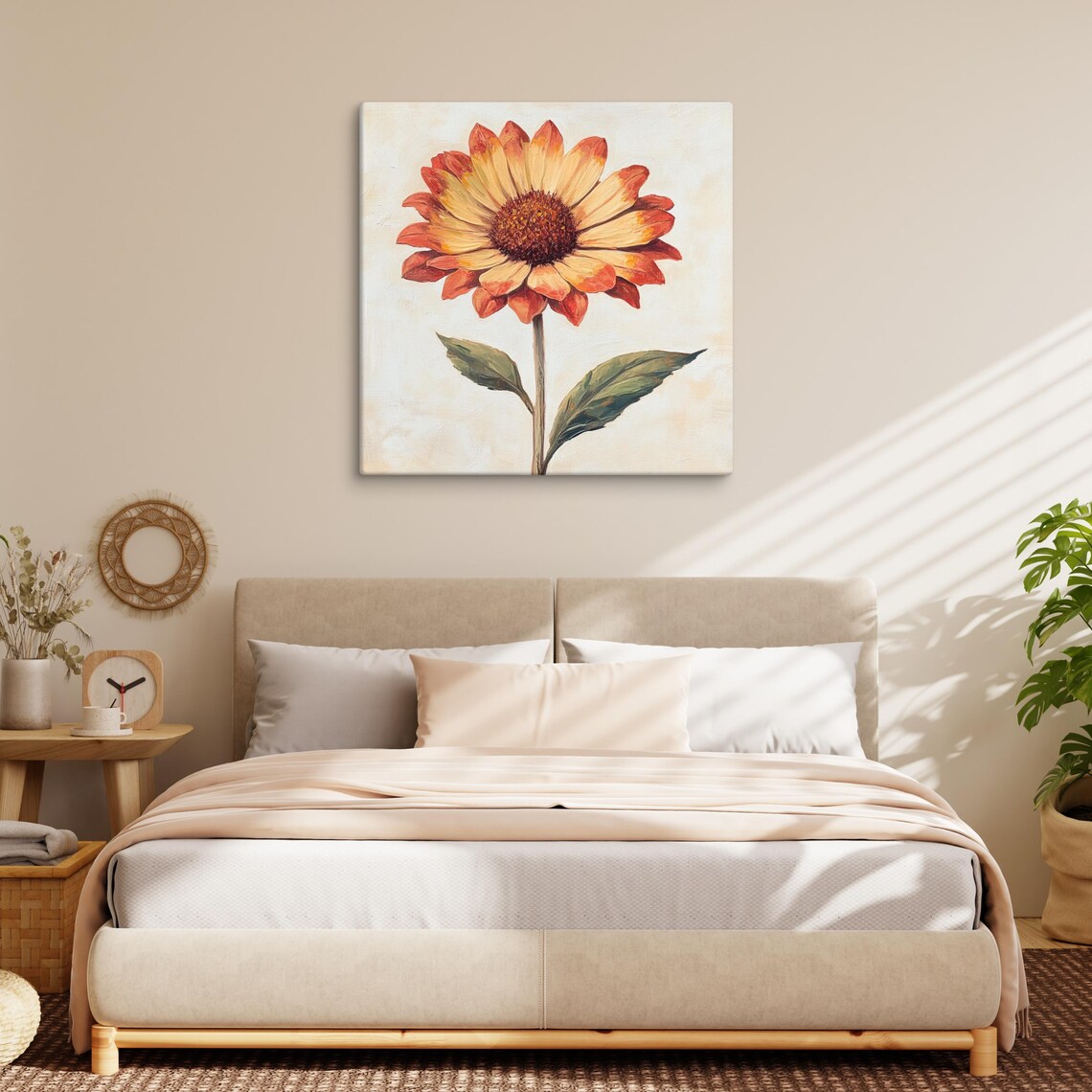 Orange Gaillardia Blanket Flower Single Bloom Vintage Painting Poster - Image 3